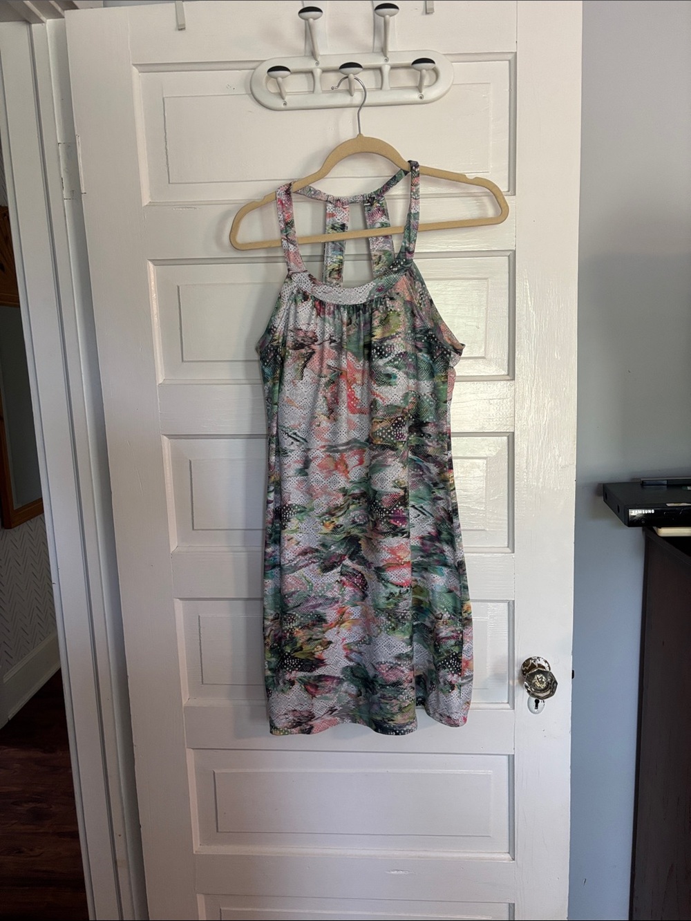 Prana Multicolor Floral Halter Sundress - Pink, Green, White